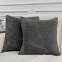YIYEA Faux Fur Pillow Cases Set of 2, Luxury Ultra Soft Fuzzy Pillowcases, Fluffy Plush Velvet Pillow Covers with Zipper, Cozy Warmth and No Shedding, 18 x 18, Dark Gray
