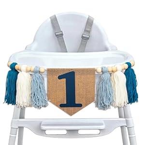 ZAIBIANHAO Blue 1st Birthday High Chair Banner - First Birthday Decorations For Boys, Blue Yarn Tassel Garland, Wall Hanging Background Props