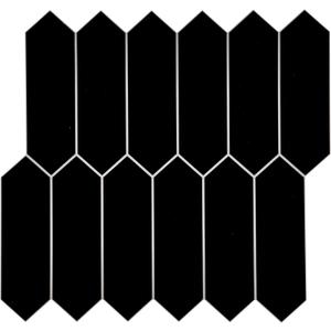 SUNWINGS 10-Sheet Long Hexagon Peel and Stick Backsplash, 12" x 11.22" Picket Black Stone Composite Self-Adhesive Wall Mosaic Tile for Kitchen Bathroom