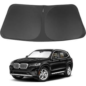 Windshield Sun Shade Compatible with 2018-2024 2025 2026 BMW X3 Accessories Foldable Sunshade Sun Blocker Protect Car from Sun Rays & Heat Damage