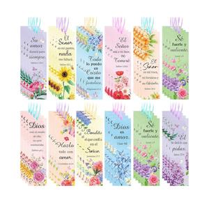 Skyygemm 120 Pcs Spanish Religious Bible Verse Bookmarks Bible Separators Spanish with Colored Rope Separadores De Biblia En Español Inspirational Christian Bookmarks Gifts for Women Church Prayer