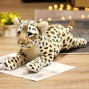 Gisqis Cheetah Stuffed Animal 15.8" Leopard Stuffed Animal Cheetah Plush Toy Cute Pillow Giant Realistic Jaguar Plush Stuffy Birthday Graduation Gifts for Kids Girls Boys