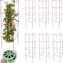 Tomato Cages 6 Packs 46 Inch (H) Plant Stand with 164 Feet Twist Ties, Heavy Duty Garden Plants Support for Tomatoes, Cucumber, and Other Climbing Plants (Red)