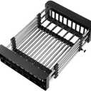 Cyrank Over The Sink Dish Drying Rack, Expandable Over Sink Grill Telescopic Drain Basket Kitchen Rack Drain Basket Sink Drying Rack(L#Black)