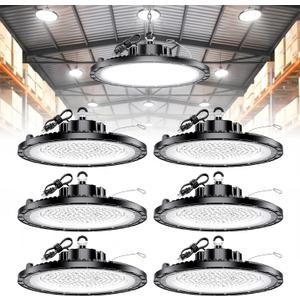 UFO LED High Bay Light,200W 30000LM 5000K IP65,6 Pack with 5ft US Plug