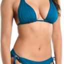 Island Goddess Rouched Halter Bikini Swimsuit Top (Size 8, Ocean)