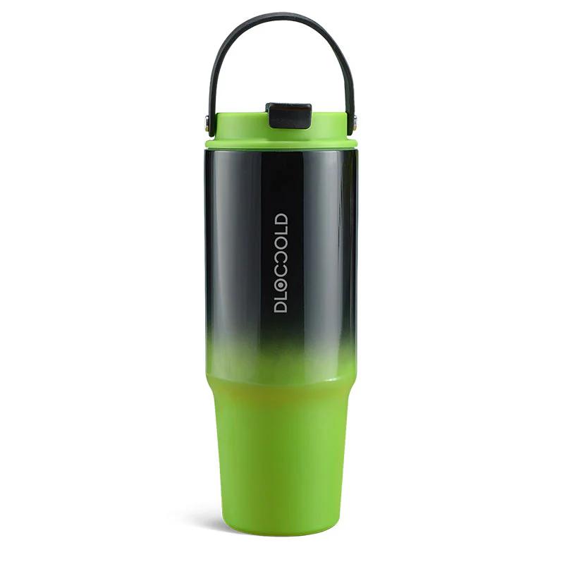 DLOCCOLD 30 oz Stainless Steel Tumbler with Straw & Handle, Insulated Double Walled Water Bottle for Home, Office, Car, Leak Proof, Reusable Cup with Flip Straw for Women Men, Cupholder Friendly