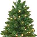 Tabletop Christmas Tree Artificial 24 inches Prelit Battery Operated Timer Light Up Green Xmas Tree for Table Desk Home Christmas Decorations