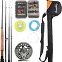 Sougayilang Saltwater Freshwater Fly Fishing Rod with Reel Combo Kit (Silver Kits with Bag)