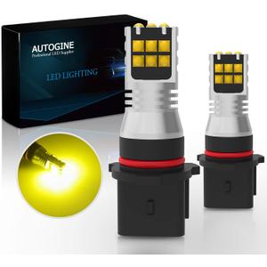 2 x AUTOGINE P13W LED Fog Light Bulbs, 2600 Lumens Extremely Bright 3030-SMD 12277 LED Bulbs for Auto Motorcycle Cars Trucks SUV Fog DRL Lights(3000K Amber Yellow)