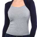 AmlieBoutik Women Long Sleeve Bolero Shrug Cropped Open Front Cardigan Jacket, (Navy Blue X-Large)