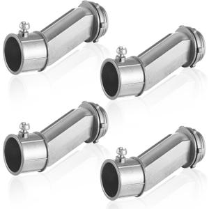 Relaxweex 4 Pack Emt to Box Offset Connector with Set Screw and Lock-nut Conduit Fittings for Electrical Fittings Galvanized Steel Emt Conduit Screw Connector(3/4inch)