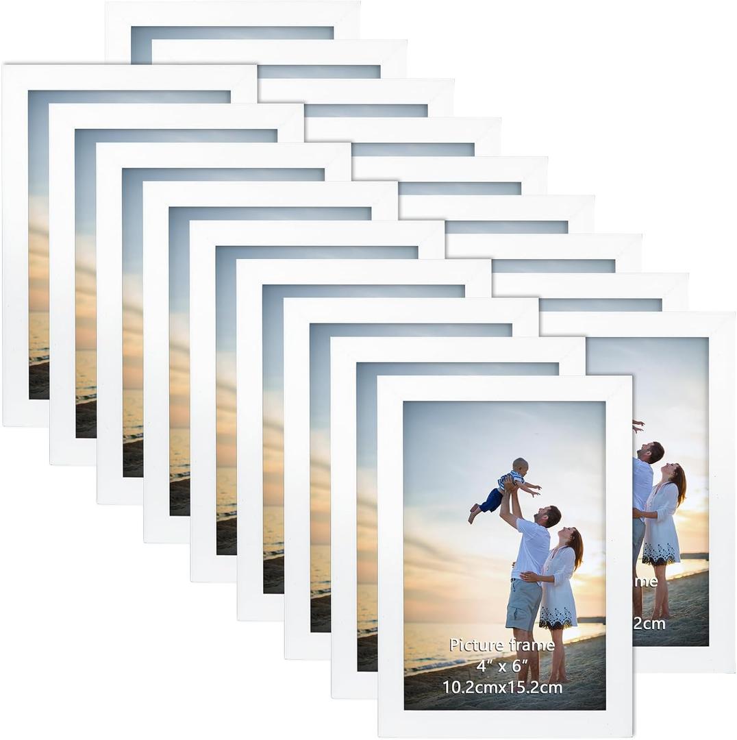 Hoikwo 18 Packs 4x6 White Multi Picture Frames Set for Family Photos, Artwork, Light Weight Bulk 4 by 6 Frames Pack for Wall Hanging and Table, Stylish Picture Frames (4x6-18 pack)