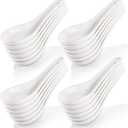 Yopay 24 Pack Soup Spoon Ceramic Asian Ramen Spoons, 5 Inch Small White Porcelain Spoons, Dessert Spoon for Kids Adults Appetizer Wonton Dumpling Miso Pho Macaron, Dishwasher Safe, Oven Safe