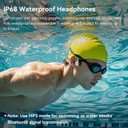 Full-Coverage Liquid Silicone Swimming Headphones, IP68 Waterproof Underwater Headphones, Bluetooth 6.0&MP3 with 32GB Memory Card, Soft/Skin-Comfortable Open Ear Bone Conduction Swim Earbuds(Orange)