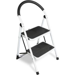 Jack Boss 2 Step Ladder, Folding Lightweight Step Stool with Wide Anti-Slip Pedal for Home, Office, Kitchen and Garage, Service Height 18.5 inch, 400 lbs Capacity