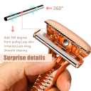 Magnetic Safety Razor for Men Smooth Single Blade Shave Easy Blade Change Stainless Steel Mens Face Razor Durable Blade Shavers for Men - Rose Gold