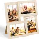 Egofine 4x6 Collage Picture Frames, Made of Solid Wood, Family Picture Frame Display Four 4x6 Photos, Covered by Plexiglass for Wall Hanging and Tabletop, Natural Wood