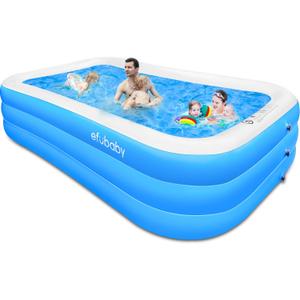 Inflatable Swimming Pool efubaby 120" X 72" X 22" Blow up Pool Full Sized Inflatable Pools Kiddie Toddler Family Backyard Pools for Adults Kids Age 3 + Light Blue