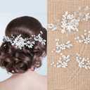 Yeshone 5 Pieces Wedding Hair Comb Bridal Pins Crystal Pearl Wedding Hair Accessories Rhinestone Flower Piece for Bride Bridesmaids Women(Silver)
