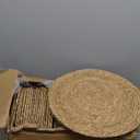 Set of 60 Round Woven Placemats 13.8 Inches Bulrush Placemats Natural Hand-Woven Boho Rattan Placemat Wicker Table Mats Farmhouse Weave Place Mats for Home Dining