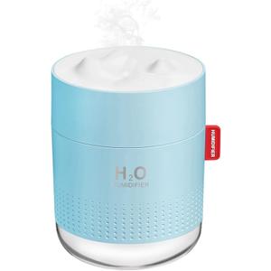 Portable Mini Cool Mist Humidifier, 500ml USB Personal Desktop Humidifier for Baby Bedroom Travel Office Home, Auto Shut-Off, 2 Mist Modes, Super Quiet, Blue