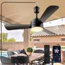 Ceiling Fans with Lights,28" LED Fan Light Hanging with Hook,Hook Type Ceiling Fan,Plug in Ceiling Fan Light,35W,3000-6500k,Remote Control,Portable Fan for Camping Bed,Patios,(Black)
