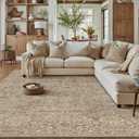 HUGEAR Area Rug 9x12 Light Brown Machine Washable Living Room Rugs Distressed Vintage Floral Vacuumable Low Pile Carpet Bedroom Office Dining Room Laundry Room Non Slip Soft Lightweight