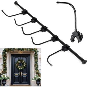 Geelin Front Door Garland Hanger for Christmas Adjustable Wreath Hanger Suitable for Different Doors with No Nails or Screws Heavy-Duty Cast Iron for Holding Christmas Wreaths Decor(43.3" - 78.7")