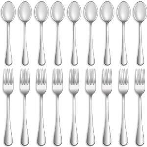 16 Pcs Forks and Spoons Silverware Set,Food Grade Stainless Steel Flatware Cutlery Set for Home,Kitchen and Restaurant,Mirror Polished,Dishwasher Safe - 8 Dinner Fork(8 inch) and 8 Teaspoon(6.5 inch)