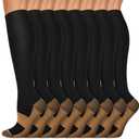 Copper Compression Socks 15-20 mmHg for Men & Women 8 Pairs – Circulation Support for Nurses, Travel, Running, Hiking, Soccer, S/M