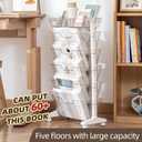 5 Tier Rolling Book Cart Multi-Functional Movable Storage Bookshelves