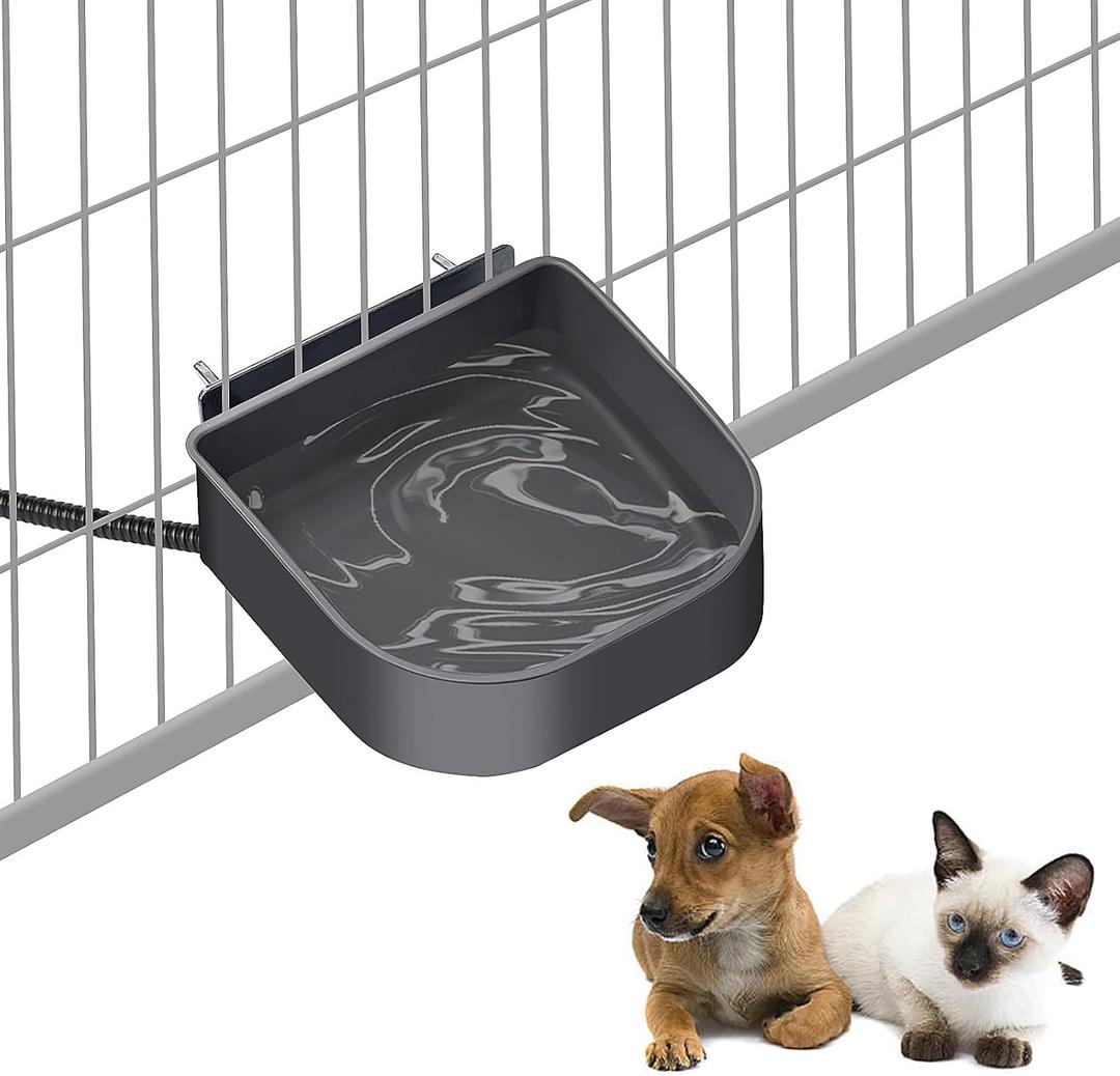 PETLESO Heated Water Bowl for Indoor Pet, Hanging Dog Water Bowl for Kennel No Spill Heated Bowl for Chicken Coop Dogs Cats Rabbits Birds Small Animals Outdoor, 1L (33 OZ)