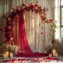 Wedding Arch Draping Fabric, 1 Panel Burgundy Sheer Backdrop Curtain Tulle Fabric Drapery for Arbor Wedding Archway Ceremony Party Ceiling Decor Backdrop