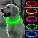 BSEEN Light Up Dog Collar - LED Dog Collar Rechargeable, Glowing Pet Collars for Small Medium Large Dogs, TPU Cuttable Lighted Puppy Collar, Safety Dog Lights for Night Walking (Green 70cm)