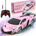 Growsland Remote Control Car for Girls, 1:18 Pink RC Cars Toys for Kids Girl Electric Vehicle Toy Car Hobby Racing Car with Lights & Controller, Birthday Gifts for Girl Boys Age 3 4 5 6 7 8 9 Year Old