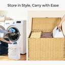 130L Wicker Laundry Hamper with Lid, 3-Section Laundry Basket, 
25.6"L x 13"W x 25.6"H