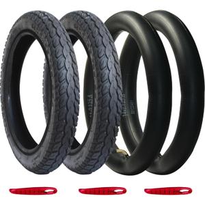 Libereco 2 Pack Electrc Bike Tire 14x2.125 (57-254) with 2 Bent Valve Tubes 3 Tire Levers Anti-slip Folding E-bike Tire, Kids Bike Tire