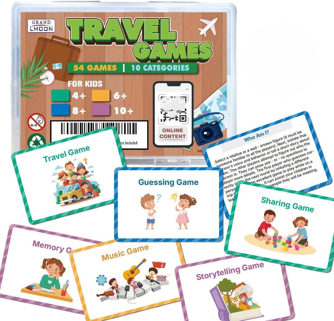 2 x Travel Games Portable Set for Kids Ages 5-10, 54 Family Group Road Trip Games Activities, Online Content Included 2 x Travel Games Portable Set for Kids Ages 5-10, 54 Family Group Road Trip Games Activities, Online Content Included