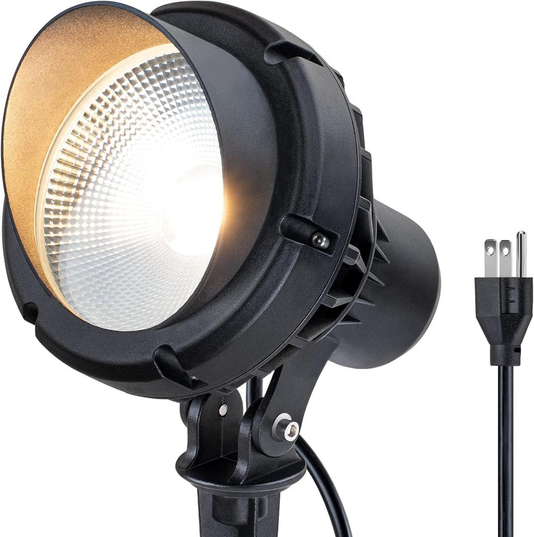 SUNVIE 40W Spot Lights Outdoor 120V LED Plug in Spotlight Outdoor 4000LM Ultra Bright Flag Pole Light 3000K Warm White Landscape Spotlights for Yard House Tree Lawn Signage, with Stake & 5.5FT Cord