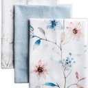 Maison d' Hermine Kitchen Towels Set of 3 100% Cotton 20" x 27.5" Reusable Cloth Tea Dish Towels Absorbent with Hanging Loop for Kitchen Dining Thanksgiving Christmas Decorations (Ice Florals)
