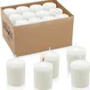 2.0 Inch White Votive Candles, Unscented Wax 12 Hour 1.5'' Diameter Candles for Wedding, Party & Home, 24 Packs
