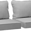 AAAAAcessories Outdoor Deep Seat Cushions, Waterproof, Fade-Resistant Patio Furniture Replacement Cushions, 23.5" x 25.5" x 5" + 23.5" x 19", Set of 2, Gray