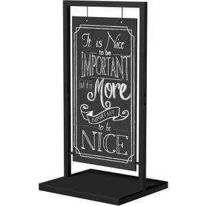 INNOVART Chalk Board Easel Sign, Sidewalk Sign 35" x 18" with Display Shelf,Free Standing Chalkboard Easel,Double-Sided Hanging Outdoor Chalkboard Sign for Caf Bar, Bistro, Florist or Wedding