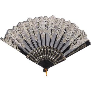 Hand Fan Hand Fan Chinese Fan Floral Folding Hand Fans Chinese Vintage Folding Fan Bridal Dancing Church Performance Wedding Party Props Black Hand Fan Chinese Fan Gold Decor