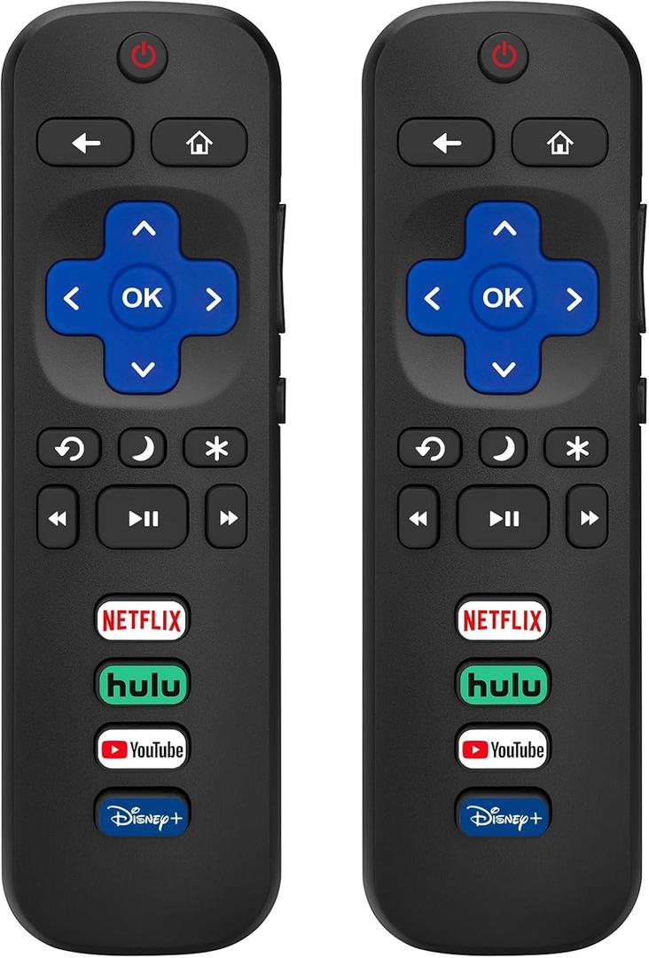 2 Pack Replacement Remote Control Only for Roku TV, Compatible for TCL Roku/Hisense Roku/Onn Roku/Sharp Roku/Element Roku/Westinghouse Roku/Philips Roku Smart TVs (Not for Roku Stick and Box)