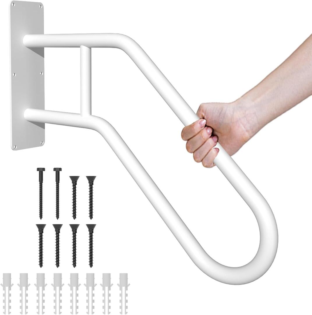 28.7 Safety Grab Bars for Stairs, Handrail for Outdoor Steps, U-Shaped Railings for 1-3 Steps, Stainless Steel Garage Railing for Garden,Yard Garage Interior or Exterior Stairway,White 28.7 Safety Grab Bars for Stairs, Handrail for Outdoor Steps, U-Shaped Railings for 1-3 Steps, Stainless Steel Garage Railing for Garden,Yard Garage Interior or Exterior Stairway,White