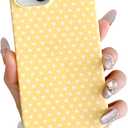 Skyseaco for iPhone 14 Case Cute Aesthetic Heart Phone Case Soft Slim TPU Shockproof Phone Cover for Women Girls - Yellow and White