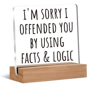 Funny Desk Decor, I'm Sorry I Offended You Sarcastic Acrylic Plaque Sign for Office Desk Tabletop Decor, Sarcastic Gifts for Coworkers, 4x4 Inch