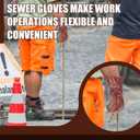 Teenyyou 2 Pairs Sewer Snake Gloves Non Slip and Reusable PVC Sewer Abrasion Resistant Drain Cleaning Waterproof Safety Plumbing Snake Gloves for Men Women Plumber Tools (Brown, Regular)
